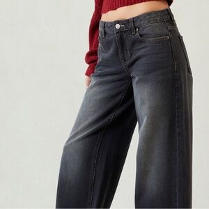 Low rise baggy black jeans